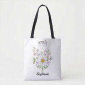 Soft Daisy Birth Flower – Personalized April Gift Tasche (Vorderseite)