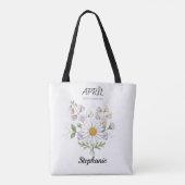 Soft Daisy Birth Flower – Personalized April Gift Tasche (Rückseite)