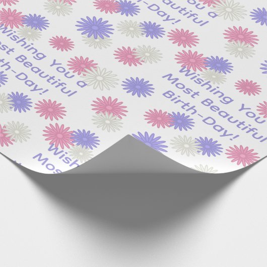 Soft Daisy Floral Design Personalisiert WishBirthd Geschenkpapier (Ecke)