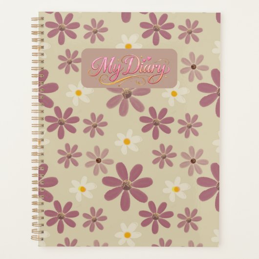 Soft Daisy Floral Pattern in Mauve & Cream Romanti Planer (Vorderseite)