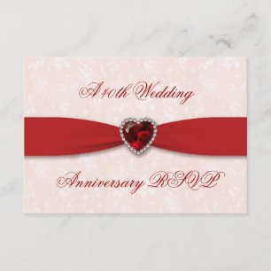 Soft Damask 40. Hochzeitstag UAWG RSVP Karte