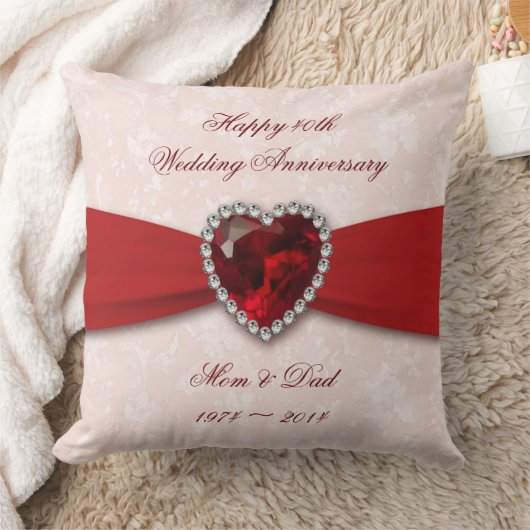 Soft Damask 40th Wedding Anniversary Kissen (Decke)
