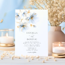 Soft Delicate Dusty Blue Gold Wildblumen Hochzeit