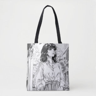 Soft & Delicate Manga Girl Illustration Tote Beute Tasche