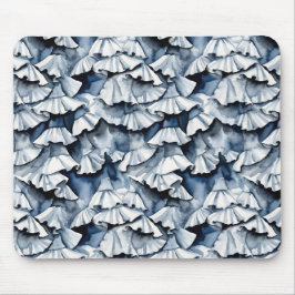 Soft Denim Blue Watercolor Ruffles Mousepad