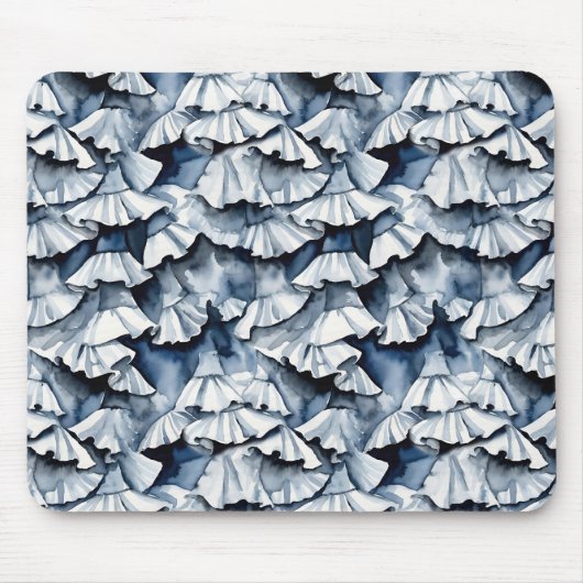 Soft Denim Blue Watercolor Ruffles Mousepad (Vorne)