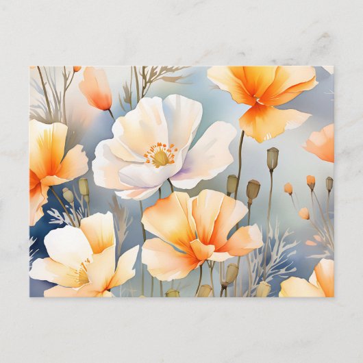 Soft Dreamy Hintergrund mit Mohnblumen-Blume Postkarte (Vorderseite)