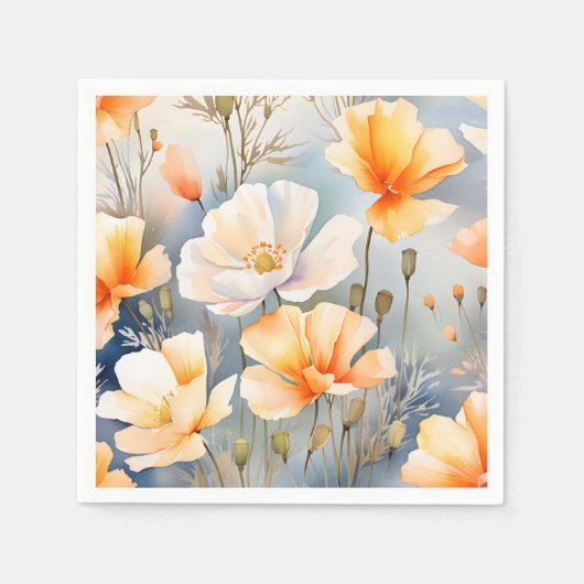 Soft Dreamy Hintergrund mit Mohnblumen-Blume Serviette (Vorderseite)