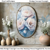 Soft Dreamy White & Pink Peongs CR1 Decoupage Seidenpapier