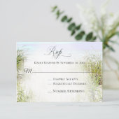 *~ Soft Dune Beach Grass Foto Hochzeit RSVP Karte (Stehend Vorderseite)