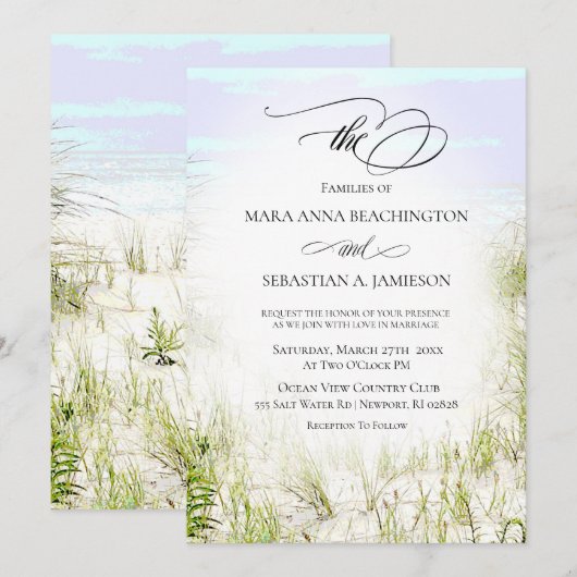 *~* Soft Dune Beach Grass    FotoWedding Einladung (Vorne/Hinten)