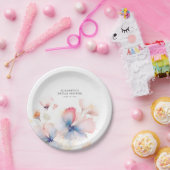 Soft Dusty Blau und Rosa Blume Elegant Pappteller (Party)