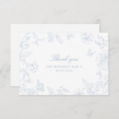 Soft Dusty Blue Chinoiserie Babydusche Dankeskarte (Vorne/Hinten)