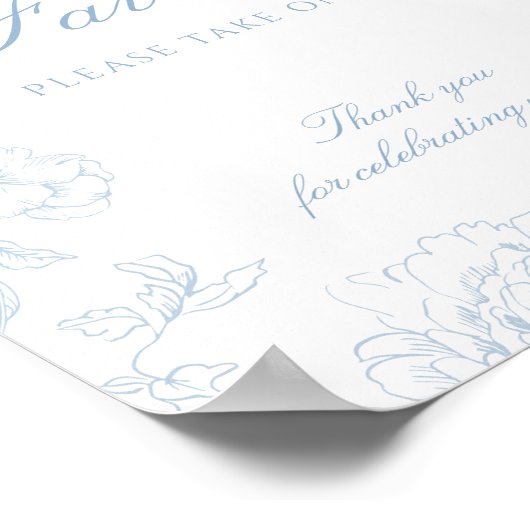 Soft Dusty Blue Chinoiserie Favoriten Poster (Ecke)