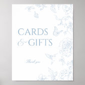 Soft Dusty Blue Chinoiserie Karten und Geschenke Poster (Vorne)