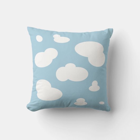 Soft Dusty Blue Cloud Print Square Throw Kissen (Vorderseite)