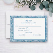 Soft Dusty Blue Elegante Floral Response Card RSVP Karte