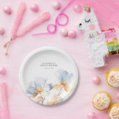 Soft Dusty Blue und Gold Blume Elegant Pappteller (Party)