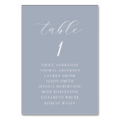 Soft Dusty Blue Wedding Seating Chart Tischnummer (Rückseite)