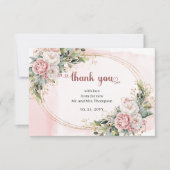Soft Dusty Pink Floral Eucalyptus Wedding Thank U Dankeskarte (Vorderseite)
