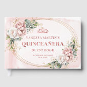 Soft Dusty Pink Flowers Eucalyptus 15th Guest Book Gästebuch (Vorderseite)