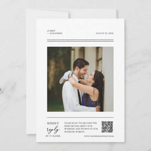 Soft Dusty Pink Minimalistisch QR Code Wedding Fot Einladung (Rückseite)