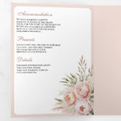 Soft Dusty Rose Pink Floral Pampas QR Code Wedding Dreifach Gefaltete Einladung (Innen Erste Seite)