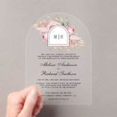 Soft Dusty Rose Pink Floral Pampas Wedding Acryleinladungen (Insitu (Handheld))