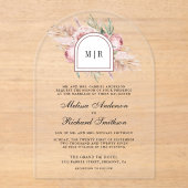 Soft Dusty Rose Pink Floral Pampas Wedding Acryleinladungen (Vorderseite)