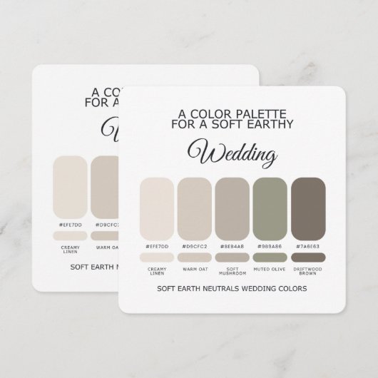 Soft Earth Hochzeitsfarbpalette Karte (Vorne/Hinten)