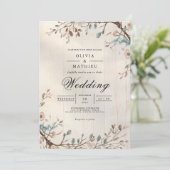 Soft Earthy Botanical Blüh Wedding Einladung (Stehend Vorderseite)