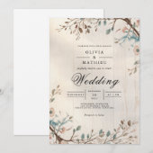 Soft Earthy Botanical Blüh Wedding Einladung (Vorne/Hinten)