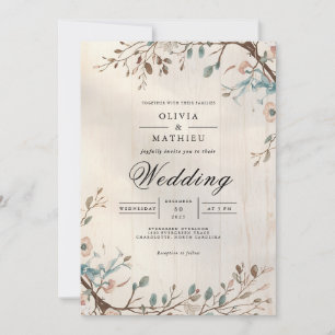 Soft Earthy Botanical Blüh Wedding Einladung