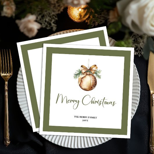 Soft Earthy Christmas Bauble Personalized Napkins Serviette