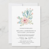 Soft Earthy Floral Desert Cactus Wedding Einladung (Vorderseite)