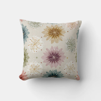 Soft Earthy Pastel Snowflake Floral Throw Pillow Kissen
