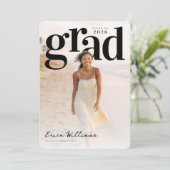 Soft Editorial Grad PhotoPop Graduation Einladung (Stehend Vorderseite)