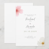 Soft Elegant Floral Wedding Einladung (Vorne/Hinten)