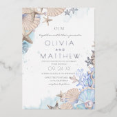 Soft elegante Ocean Beach Hochzeit Einladung (Vorderseite)