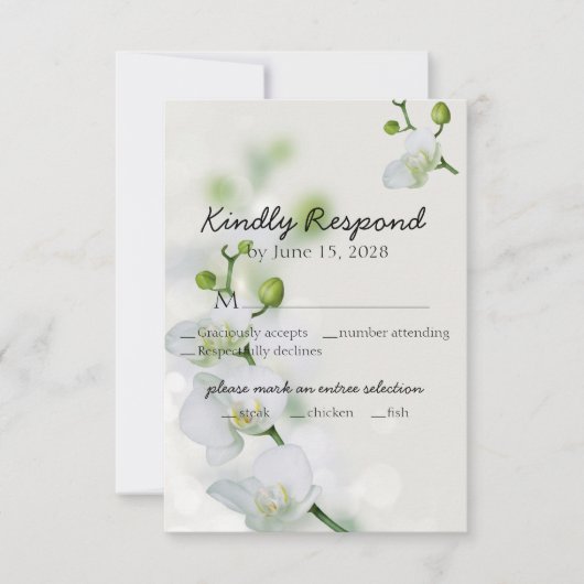 Soft Elegante Orchid RSVP Karte (Vorderseite)