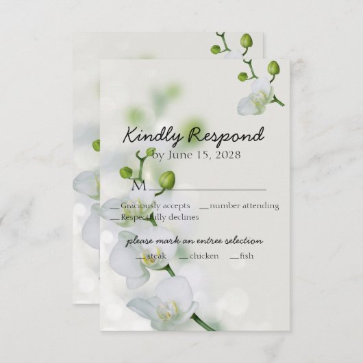 Soft Elegante Orchid RSVP Karte (Vorne/Hinten)