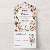 Soft Elegante Rose Burgundy Cream Frame All In One Einladung (Innen Boden)