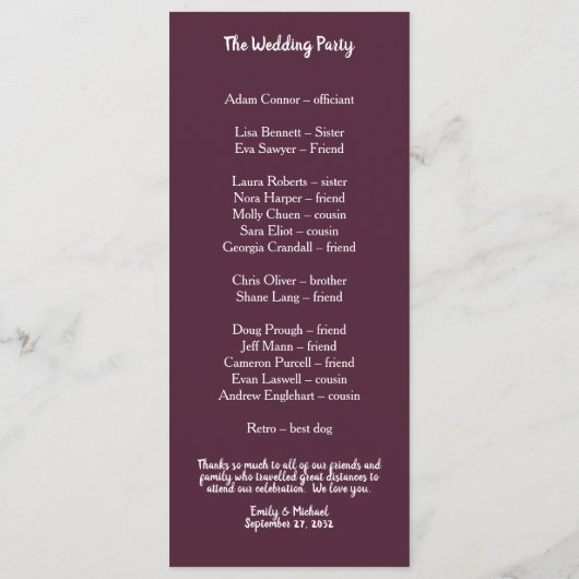 Soft Elegante Rose Burgundy Cream Frame Programm (Rückseite)