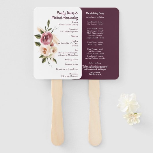 Soft Elegante Rose Burgundy Cream Frame Programm Fächer (Vorne und Hinten)