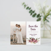 Soft Elegante Rose Burgundy Cream Frame Save The Date (Stehend Vorderseite)