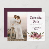Soft Elegante Rose Burgundy Cream Frame Save The Date (Vorne/Hinten)
