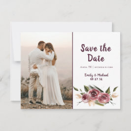 Soft Elegante Rose Burgundy Cream Frame Save The Date