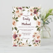 Soft Elegante Rose Burgundy Cream Frame Wedding Einladung (Stehend Vorderseite)