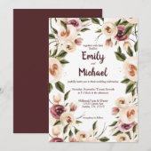 Soft Elegante Rose Burgundy Cream Frame Wedding Einladung (Vorne/Hinten)