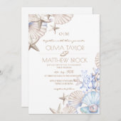 Soft Eleganter Ocean Beach Wedding Einladung (Vorne/Hinten)